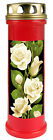 Grabkerze Rot 4-Tage Brenner 100h Grablicht Grableuchte Grablampe Blumen Grab