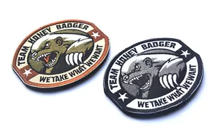2 PCS TEAM HONEY BADGER MILITARY TACTICAL US ARMY COMBAT SWAT HOOK PATCH - Picture 1 of 5