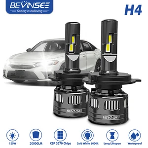 BEVINSEE H4 HB2 9003 LED Headlight Hi/Low Beam Bulbs Conversion Kit 30000LM 120W - Picture 1 of 11