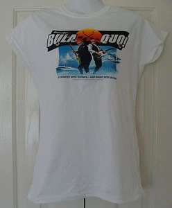 T Shirt Status Quo : White Bula Quo Album & Film Logo : Fitted Ladies - Picture 1 of 3