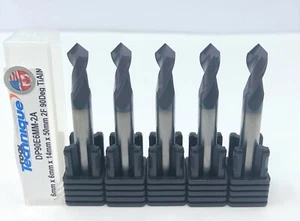 Group of 5 -6mm Carbide 2 Flute 90 Degree Point Drill Mill TiAlN (CB2-O) - Picture 1 of 4