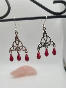 Keltischer Knoten Trinity Chandler mit Kristall, gestempelt 925 Sterling Silber Draht Ohrringe - Bild 1 von 5