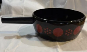 VTG MCM Black Enamel Sauce Pan Red Dot 60s - Picture 1 of 6