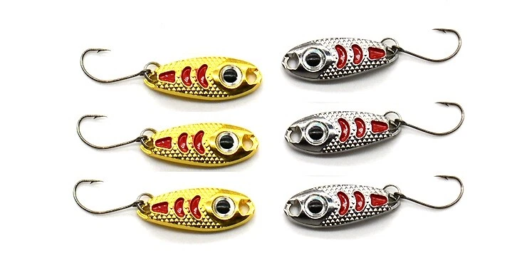 6 X ONDULANTI ARTIFICIALI TROUT AREA LOTTO 6 SPOONS TROTA 3,5 GRAMMI FORMA PESCE - Immagine 1 di 1