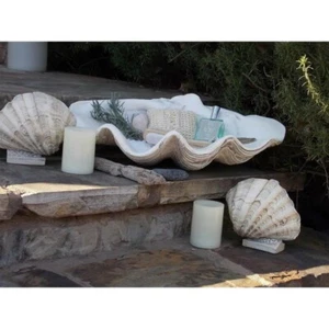 Large Clam Shell Decor Tray Display Seashell Beach Bowl Indoor Realistic Accent - Picture 1 of 6