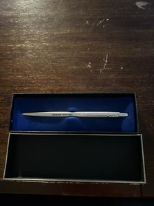 New Old Stock Vintage Parker Ballpoint Pen Brushed Chrome BLUE ink USA - Picture 1 of 5