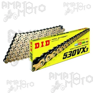 CATENA TRASMISSIONE DID X-RING ORO-NERA 530VX3 120 MAGLIE CON CHIUSURA A RIVETTO - Imagen 1 de 1