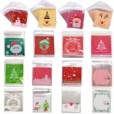 Self-adhesive Christmas Cookies Packaging 50pcs Set Plastic Materials Candy Bags