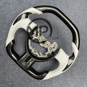 Volante de cuero blanco de fibra de carbono apto para Toyota GT86 Brz Zc6 Scion FR-S - Imagen 1 de 7
