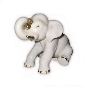 VTG Lenox Princeton Gallery Handcrafted White Ceramic Elephant With Gold Accents - Picture 1 of 9