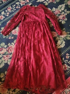 Womens XL Shein Womens burgundy butterfly lace ls gown dress fairycore party - Picture 1 of 6
