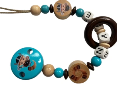 Schnullerkette mit Namen Wikinger Junge Baby Babygeschenke zur Geburt türkis - Bild 1 von 4