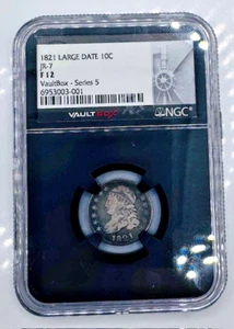 1821 Large Date Capped Bust Dime 10C JR-7 F12 Vaultbox - Series 5 - Picture 1 of 4