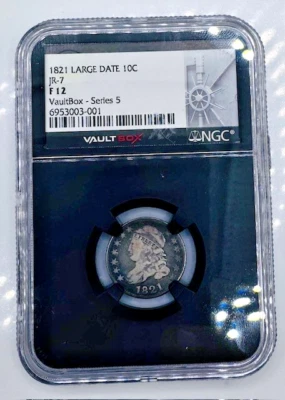 1821 Large Date Capped Bust Dime 10C JR-7 F12 Vaultbox - Series 5 - Image 1 of 4