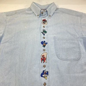 CAMISA JEAN VAQUERO VAQUERO DE COLECCIÓN LOONEY TUNES WESTERN Para Hombre M Bugs Bunny Taz Daffy - Imagen 1 de 10
