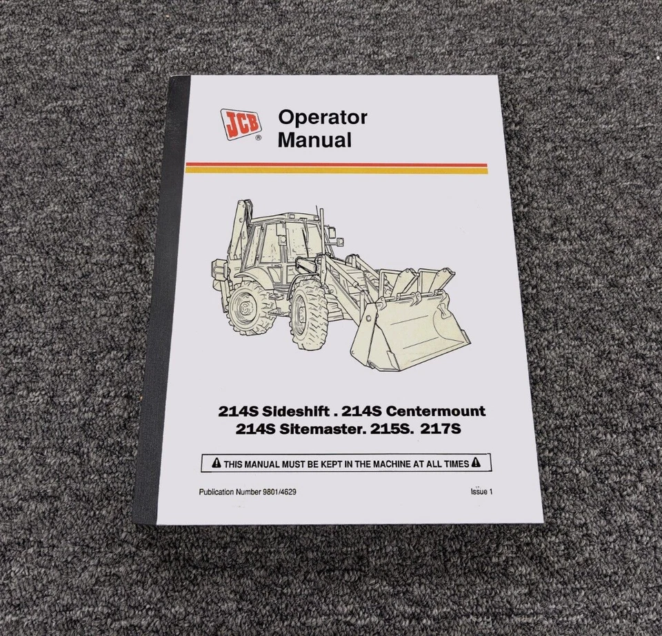 Retroescavadeira JCB 214S Sideshift montagem central Sitemaster manual do proprietário operador - Imagem 1 de 1