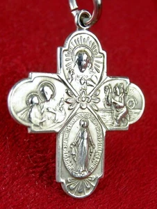 WWII Chaplain's Sterling Silver St. Christopher Miraculous Medal Scapular Cross - Picture 1 of 12
