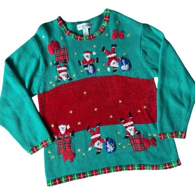 Suéter túnica de Natal vintage Papai Noel - verde e vermelho - GG - Imagem 1 de 4