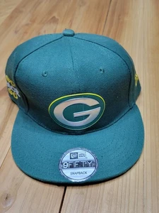 NFL Green Bay Packers New Era Snapback 9fifty Flat Bill Hat Green Vintage... - Picture 1 of 6