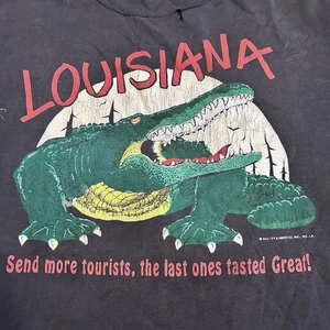 Camiseta De Colección Años 90 Jerzees EE. UU. Louisiana Patio Perro Caimán Para Hombre Talla L LEER - Imagen 1 de 8