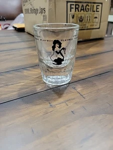 Hugh Hefner Playboy Bunny Heavy Glass 3" Tall Shot Glass - Picture 1 of 9