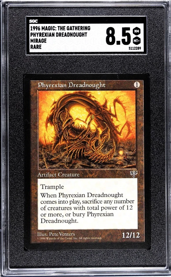 1996 Magic: The Gathering Mirage Phyrexian Dreadnought Rare SGC 8.5 NM MINT+ - Image 1 of 1