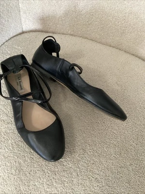 Zapatos planos LK Bennett para mujer 38/7 cuero negro preppy Foto 1 de 4