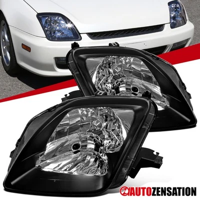 Fit 1997-2001 Honda Prelude Black Headlights Headlamps Assembly Left+Right 97-01 Foto 1 de 4