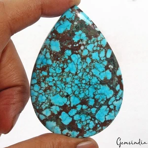 260 Cts Natural Blue USA Arizona Spiderweb Turquoise Pear Cab Gems For Pendant - Picture 1 of 4