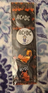 AC/DC Angus Young Set of 4 1¼" Pinback Buttons  On Card 2011 New - Picture 1 of 4