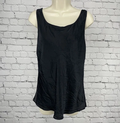 Camiseta sin mangas Lafayette 148 negra sedosa clásica básica relajada fluida forrada talla 6 Foto 1 de 4