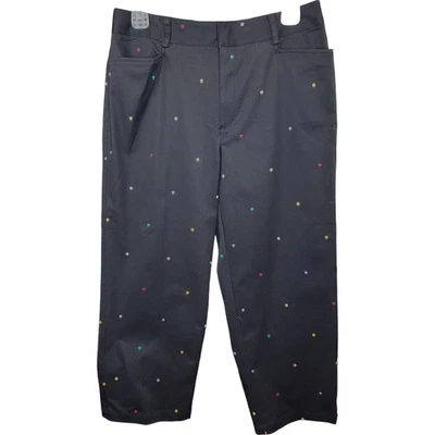 Rafaella Preto Bordado Colorido Bolinhas Elástico Capri Feminino 10 Novo com etiquetas - Imagem 1 de 4