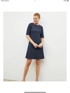 M.M. LaFleur Navy Blue Emily Stretch Knee-Length Square Neck Dress size 8 - Picture 1 of 19