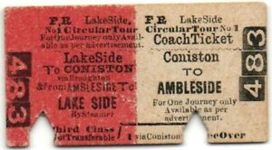 Furness Railway Ticket Coniston to Ambleside & Lakeside>