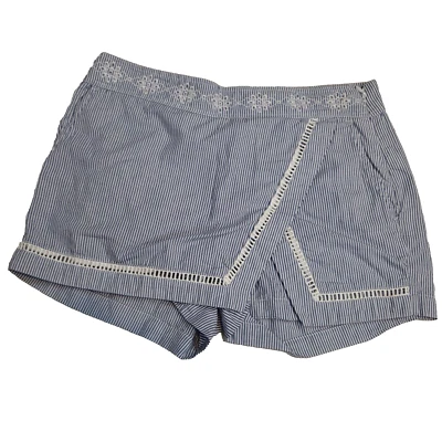 Vineyard Vines Womens Size 2 Blue White Striped Embroidered Skort Shorts Skirt - Image 1 of 4