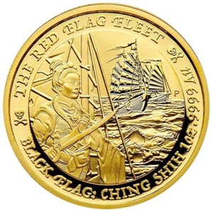 Goldmünze The Red Flag Fleet Black Flag (3.) 2021 - Tuvalu - 1 Oz Gold ST - Bild 1 von 5