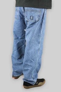 360 Threesixty 274 Trabajo Denim Suelto Holgado Calce Patín Jeans Stonewash Azul Años 90 - Imagen 1 de 5