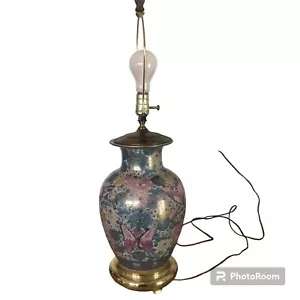 Vintage Frederick Cooper Chinoiserie Style Table Lamp Butterfly Asian Brass READ - Picture 1 of 18
