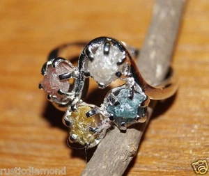 1.80cts Natural Rough Diamond Ring Raw Uncut Diamond Ring .925 Silver Ring - Picture 1 of 4