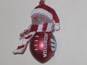Wisconsin Badgers 2.75" Striped Snowman w/ Scarf Christmas Ornament FREE S&H!! - Picture 1 of 1