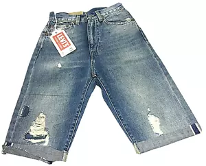 LEVI'S 701 VTG Blue Denim Bermuda Shorts with "Big E" Red Tag Women's Size W24 - Picture 1 of 12