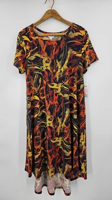 Новый Lularoe Disney Carly платье женщин M Maleficent красный черный оранжевый - Изображение 1 из 4