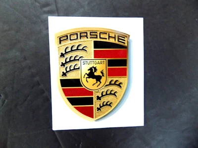 1 Porsche Crest Sticker  decal vinyl new original not metal  small 2 1/2" x 2" - Image 1 of 4