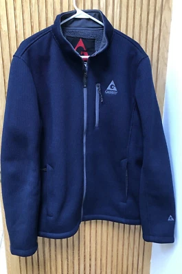 Chaqueta de invierno GERRY pesada acanalada tejida gofre cremallera completa forrada de lana azul marino para hombre L Foto 1 de 4