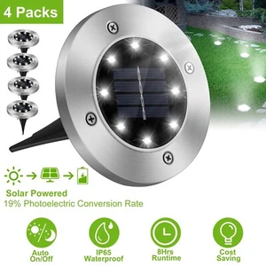 4Pack LED Solar Ground Lights Outdoor Pathway In-ground Night Light Waterproof - Picture 1 of 10