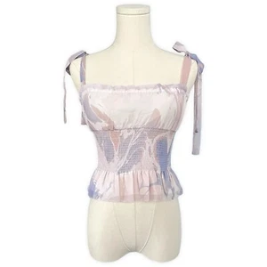 Aritzia Wilfred Crop Top Sz 2XS Smocked Y2K Rave Chiffon Adjustable Shoulder Tie - Picture 1 of 10