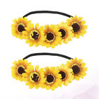  2 Pcs Floral Hair Wreath Wedding Flower Headband Sunflower Headpiece