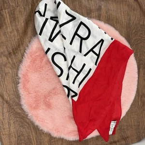 Isaac Mizrahi for Target 20th Anniversary Red and White Logo Square Silk Scarf - Picture 1 of 7