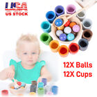 Wooden Rainbow Balls in Cups Montessori Toy Fine Motor Education Toys AU Stock