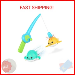 KINDIARY Bath Toys, Magnetic Fishing Games with Wind-up Swimming Whales, Water T - Picture 1 of 2